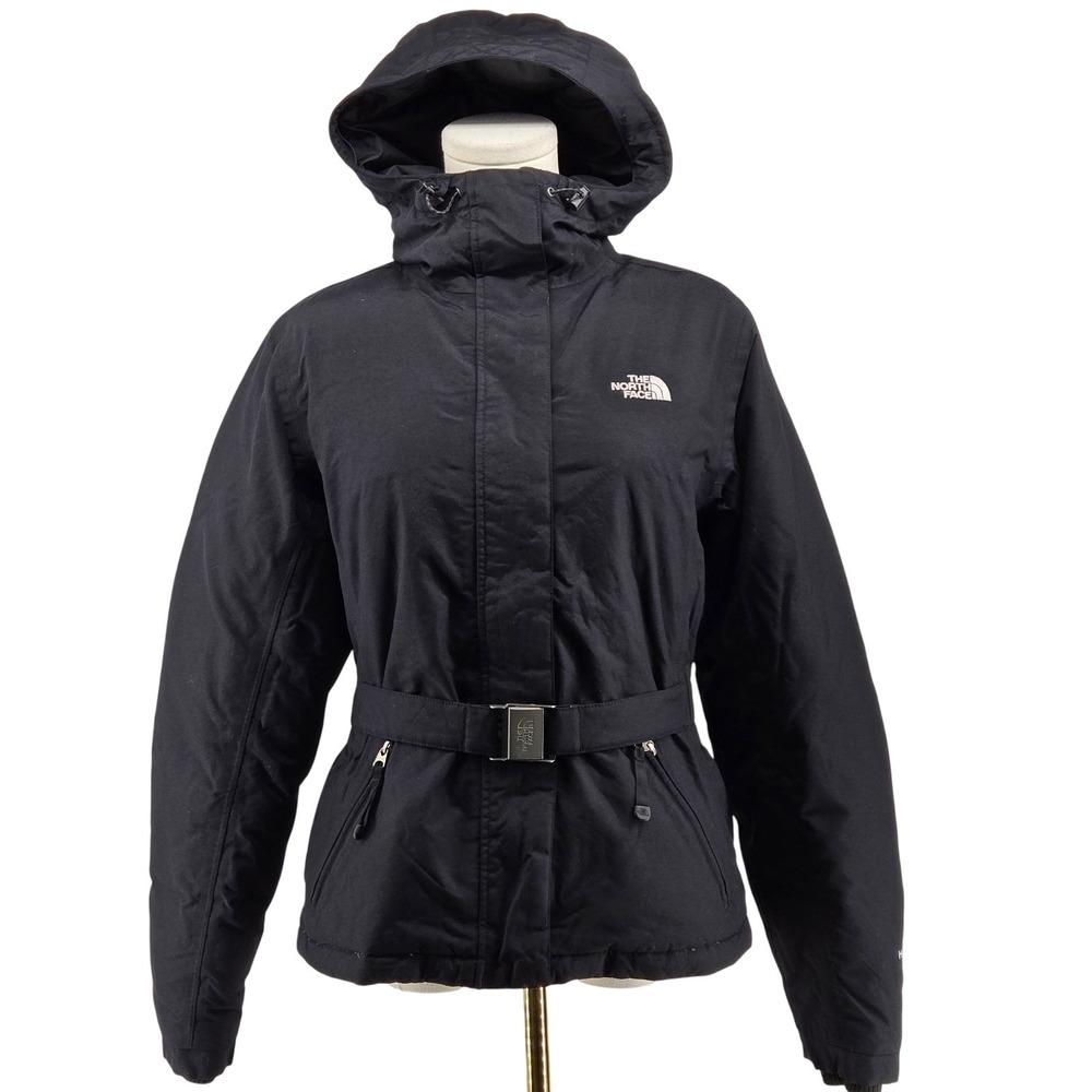 The North Face Jacket Womens S Black Parka Hooded Insulated Belted Pockets